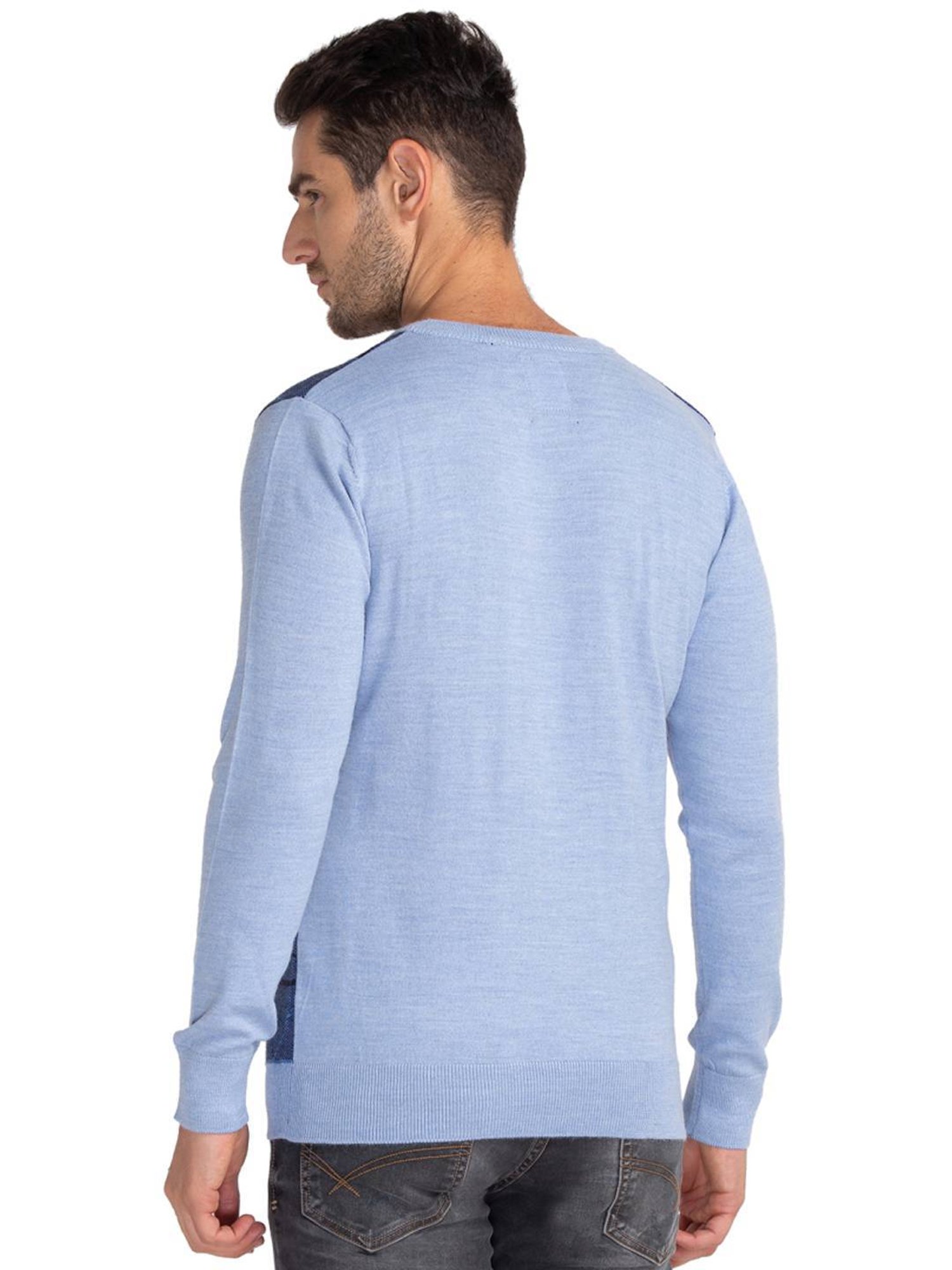 Parx Blue Regular Fit Argyle Sweaters