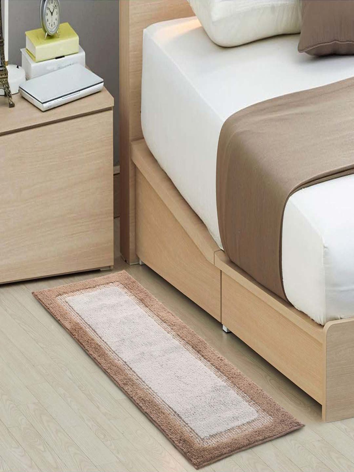 Saral Home Brown & Grey Microfibre Small Antiskid & Washable Power Runner