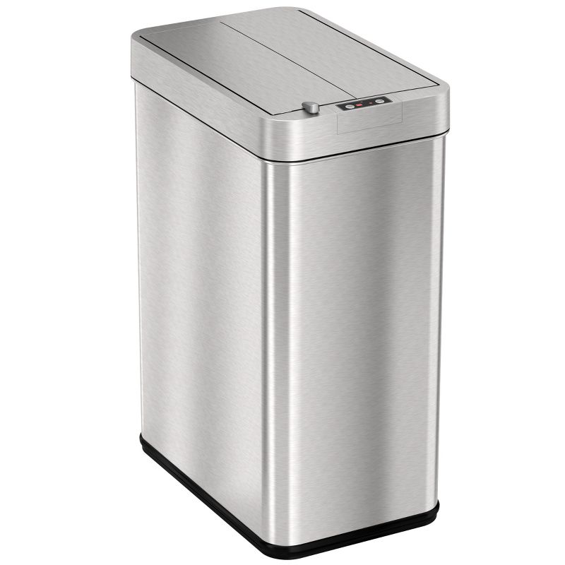 iTouchless Wings Open Lid Kitchen Sensor Trash Can with AbsorbX Odor Filter Rectangular 13 Gallon Silver Stainless Steel