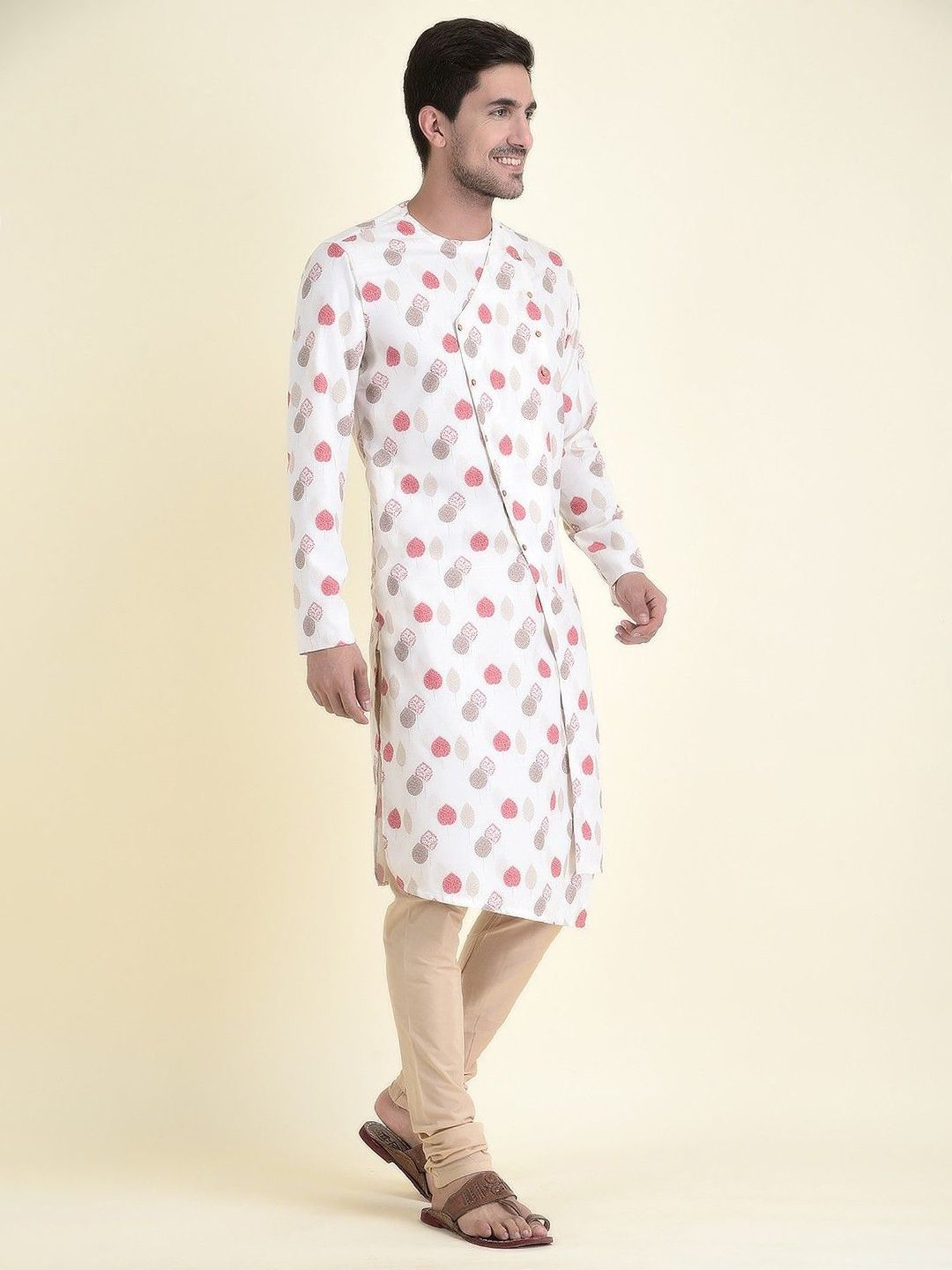 TABARD Off White Cotton Regular Fit Printed Kurta Bottom Set
