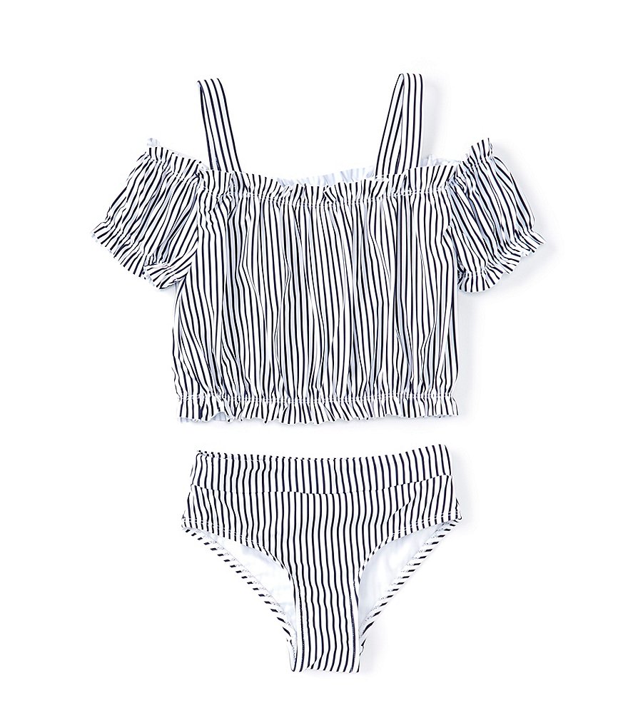 Habitual Big Girls 7-16 Striped Cold-Shoulder Tankini Top & Matching Hipster Two-Piece Swimsuit