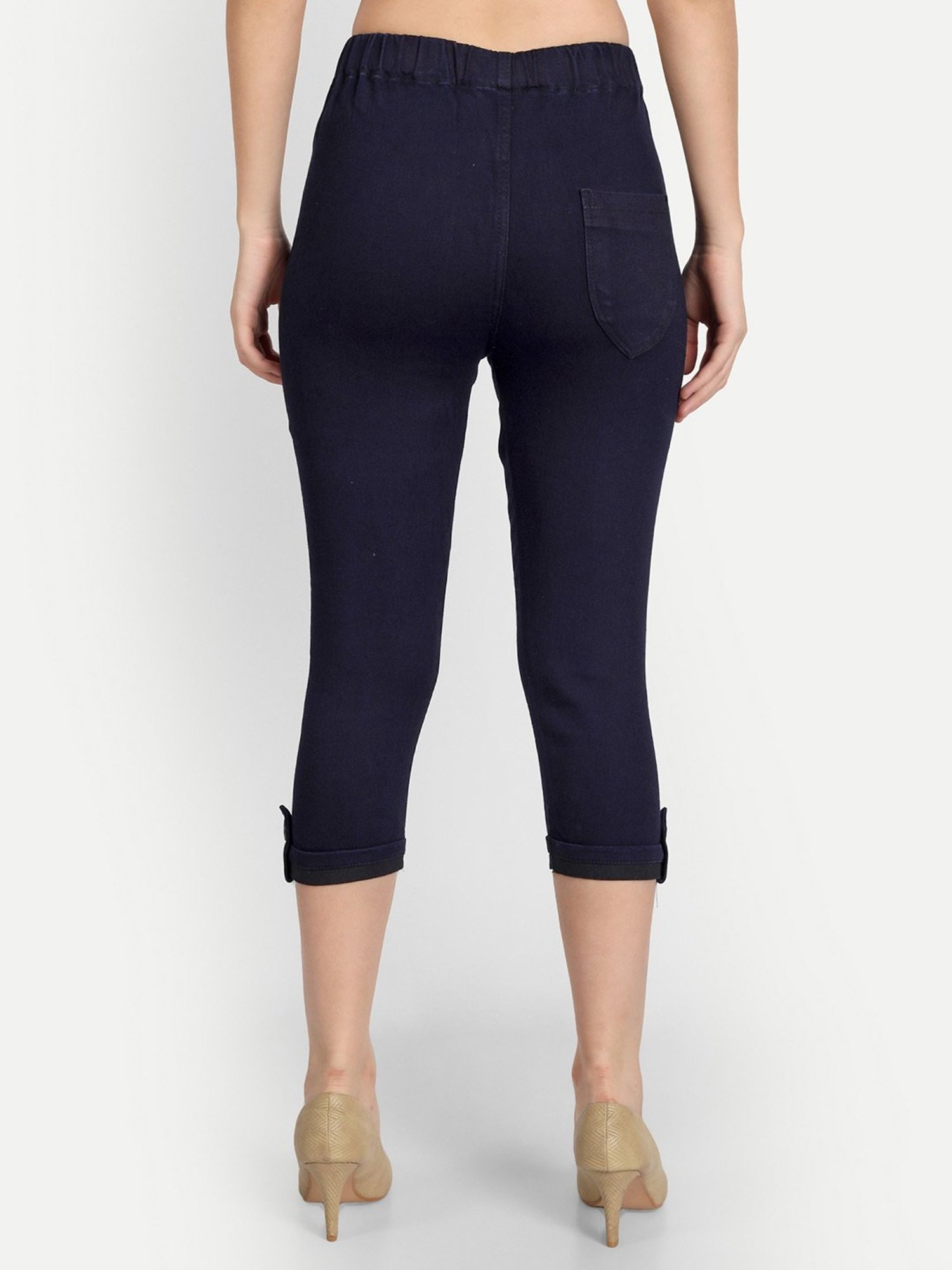 Angelfab Navy Regular Fit Mid Rise Capris
