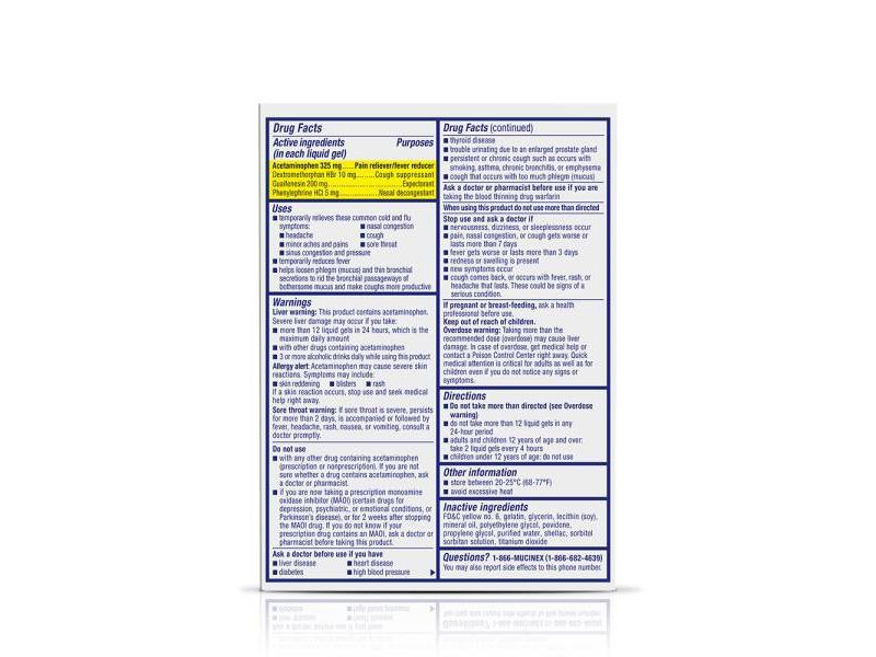 Mucinex Fast-Max Cold & Flu Relief Liquid Gels - Acetaminophen - 16ct