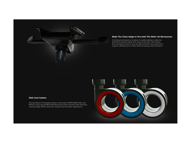 EWin Gaming and Office Chair CPB Champion Series Ergonomic Chair With Pillows (Black and Red)