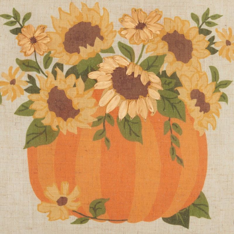 18"x18" Holiday Sunflowers and Pumpkin Throw Pillow Natural - Mina Victory