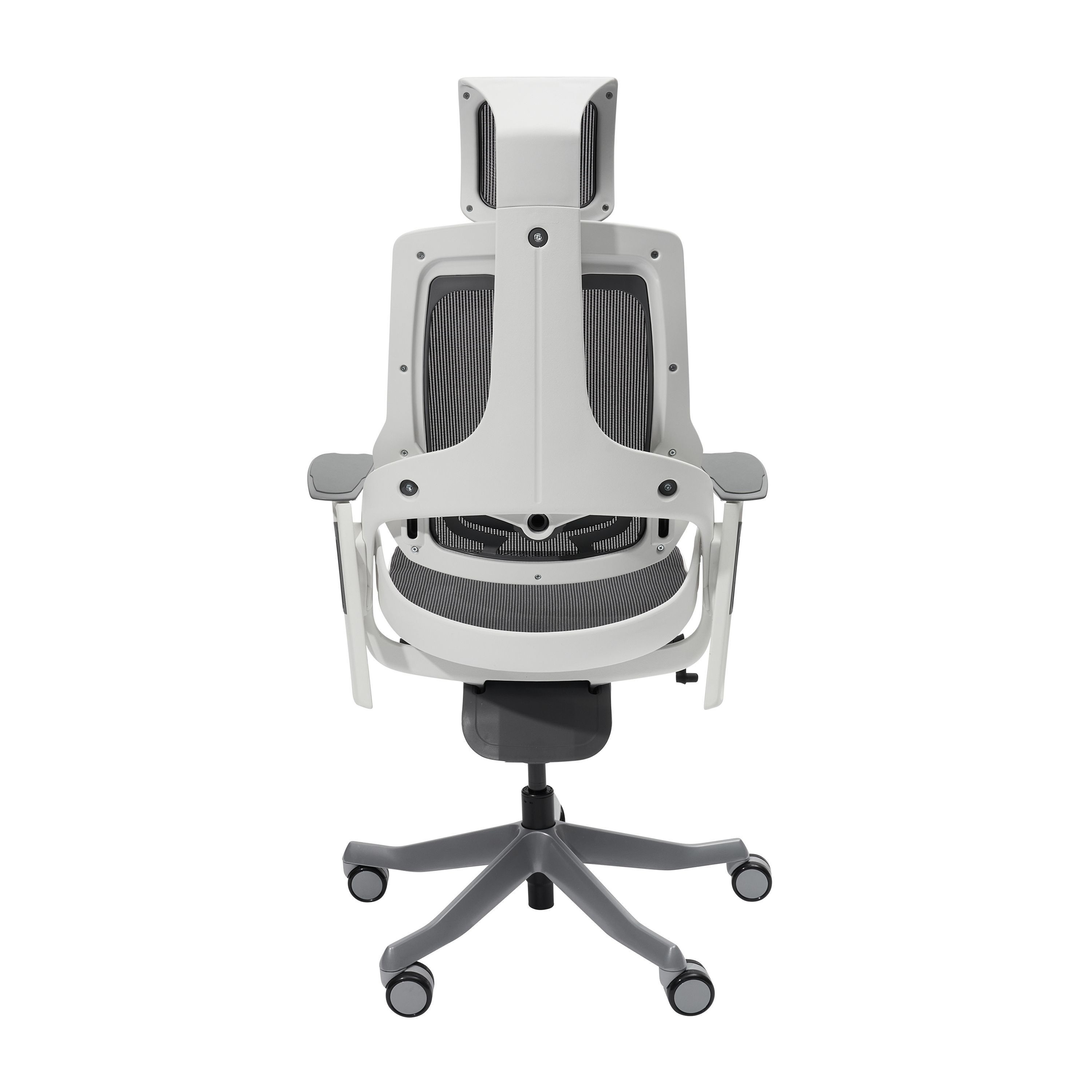 Techni Mobili LUX High Back Executive Office Chair with Aluminum Base, Mesh Task Chair with Adjustable Armrest Headrest and Lumbar Support, Grey