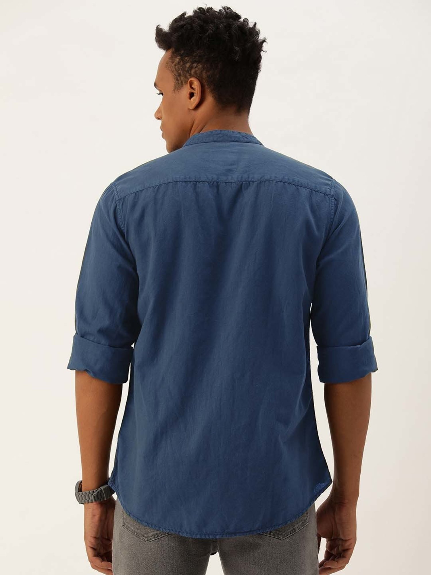 Bene Kleed Blue Regular Fit Cotton Linen Shirt