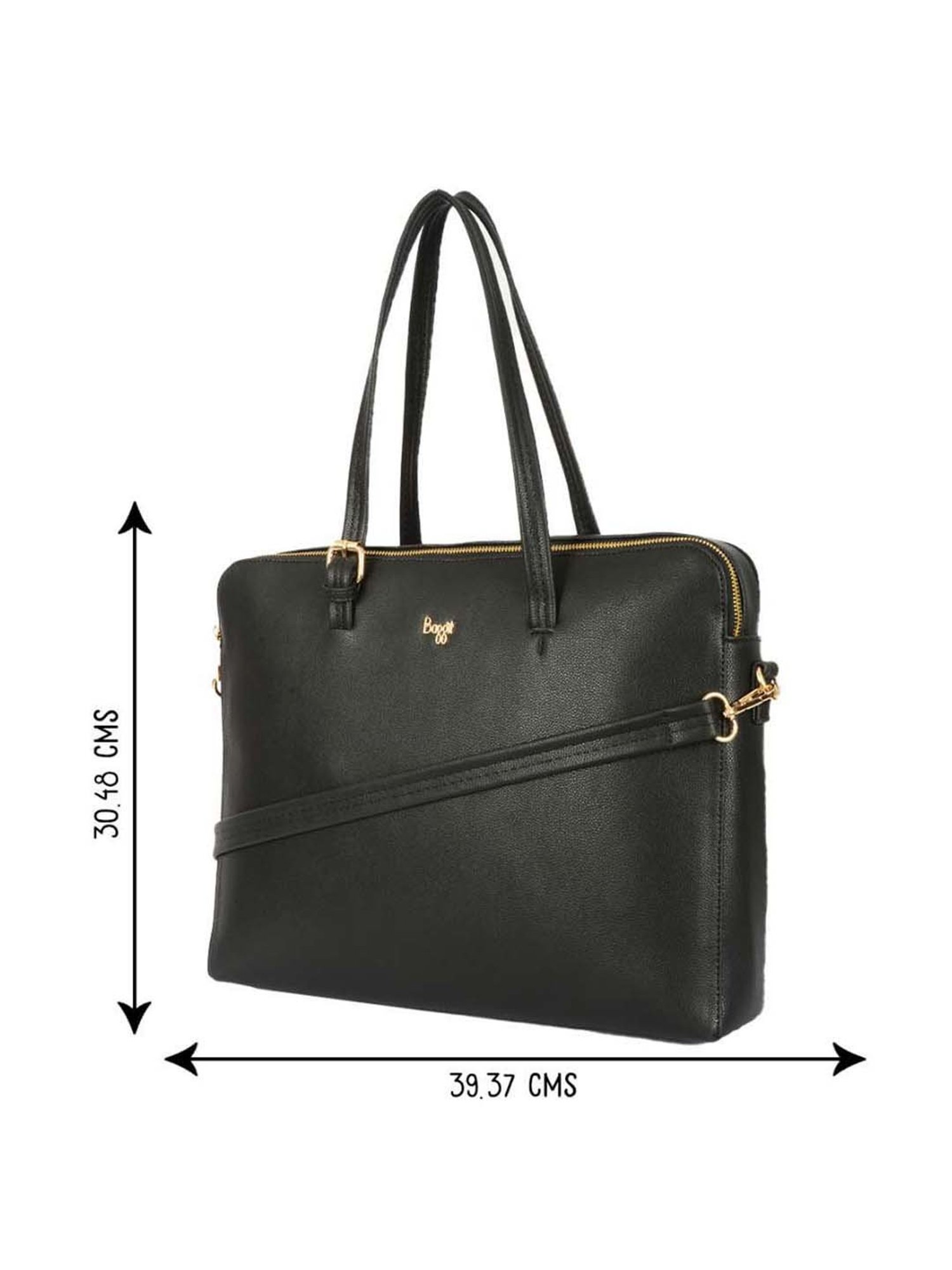 Baggit Black Solid Large Laptop Messenger Bag
