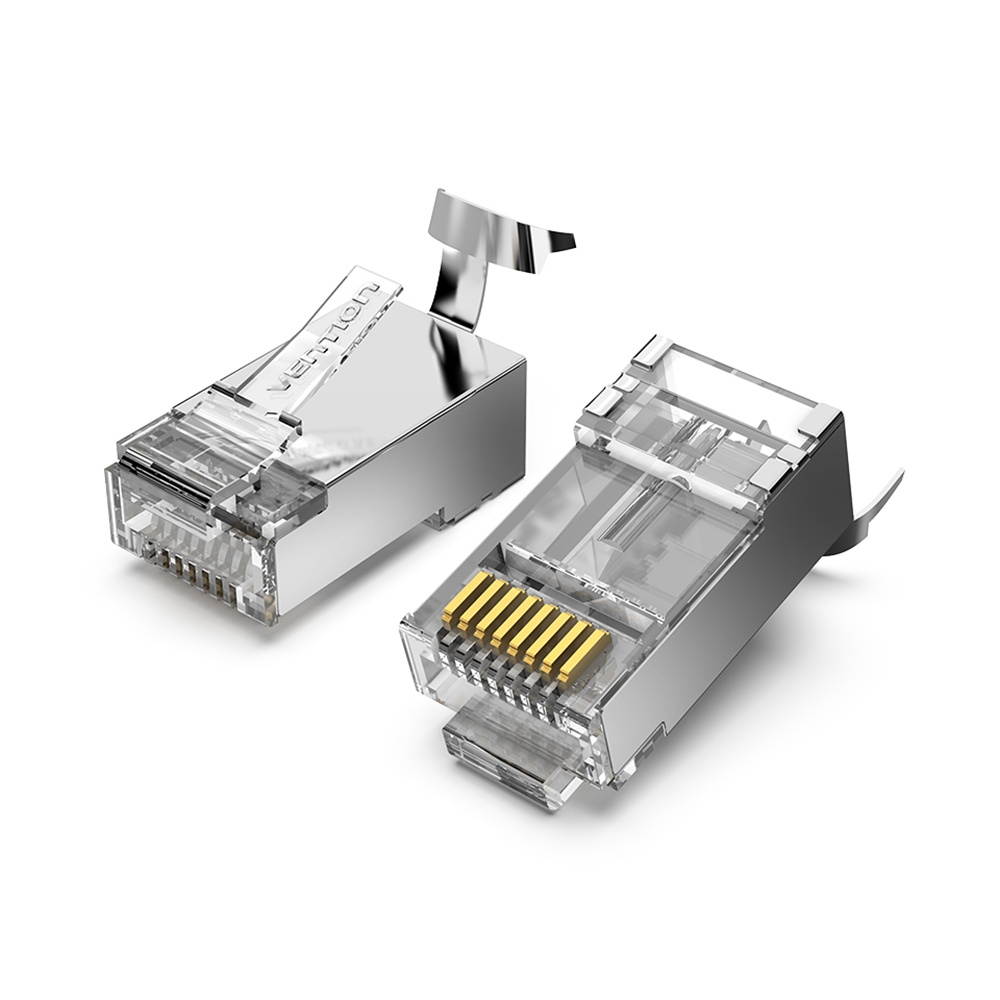 Vention IDER0-50 Cat.7 Network Connector RJ45 Modular Plug Fixed Tail Clamp Design PC Material Cat.7 FTP 50 Pieces