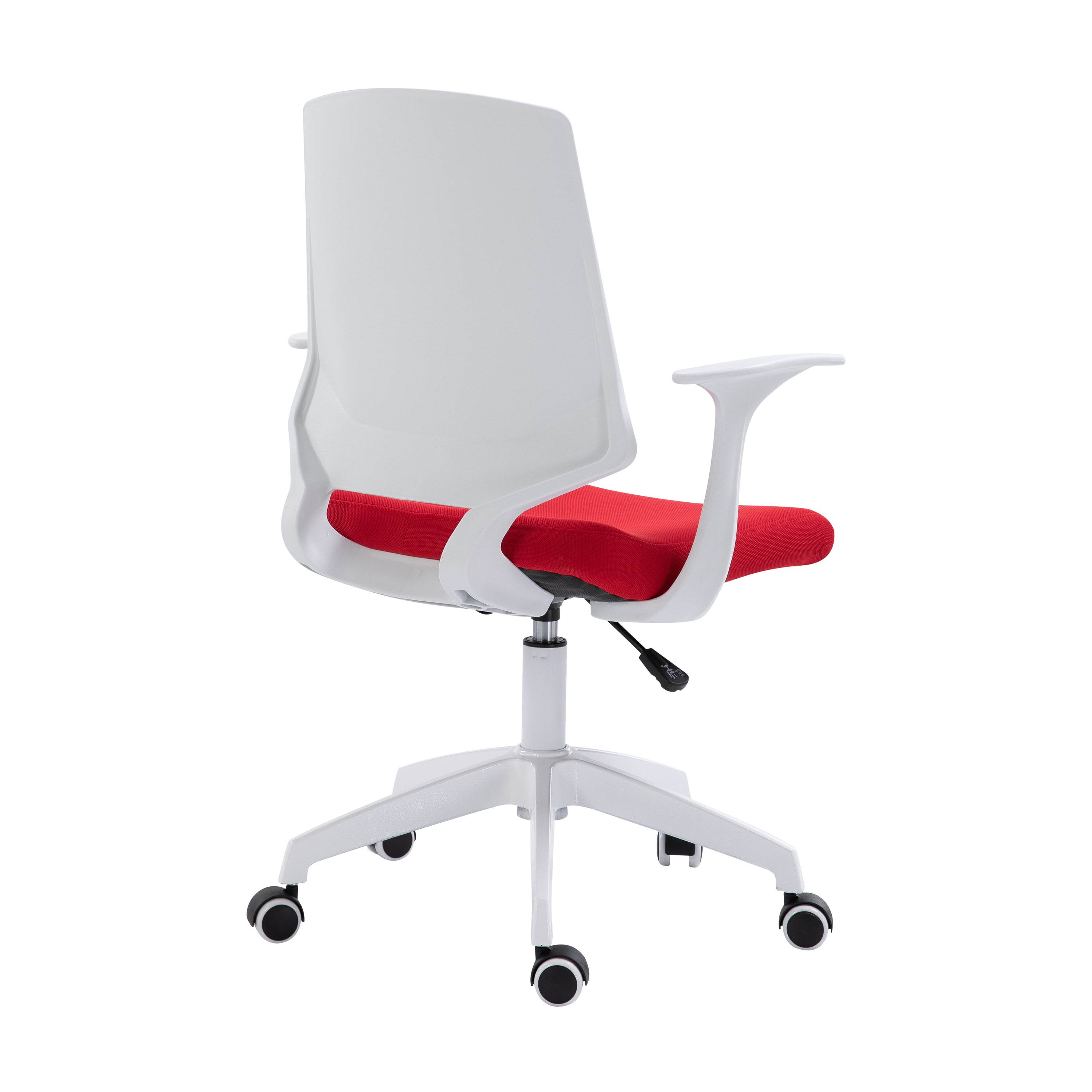 Techni Mobili Mid Back Office Task Chair with Height Adjustment, Executive Swivel Chair with Two Tone Non Marking Caster Wheels, Red