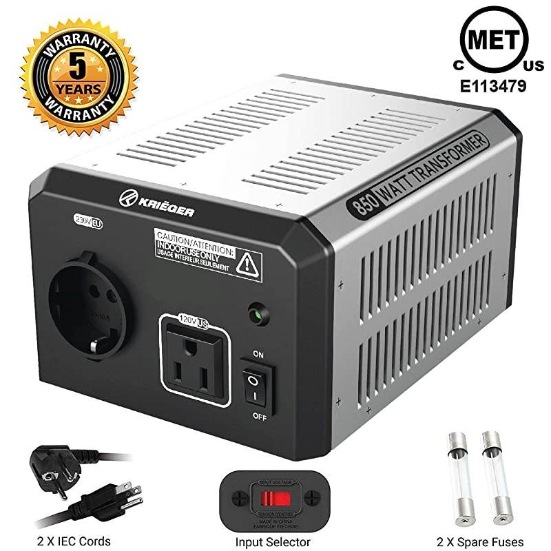 850 Watt Voltage Transformer, 110/120V to 220/240V Step Up Step Down Voltage Converter, MET Approved Under UL, CSA