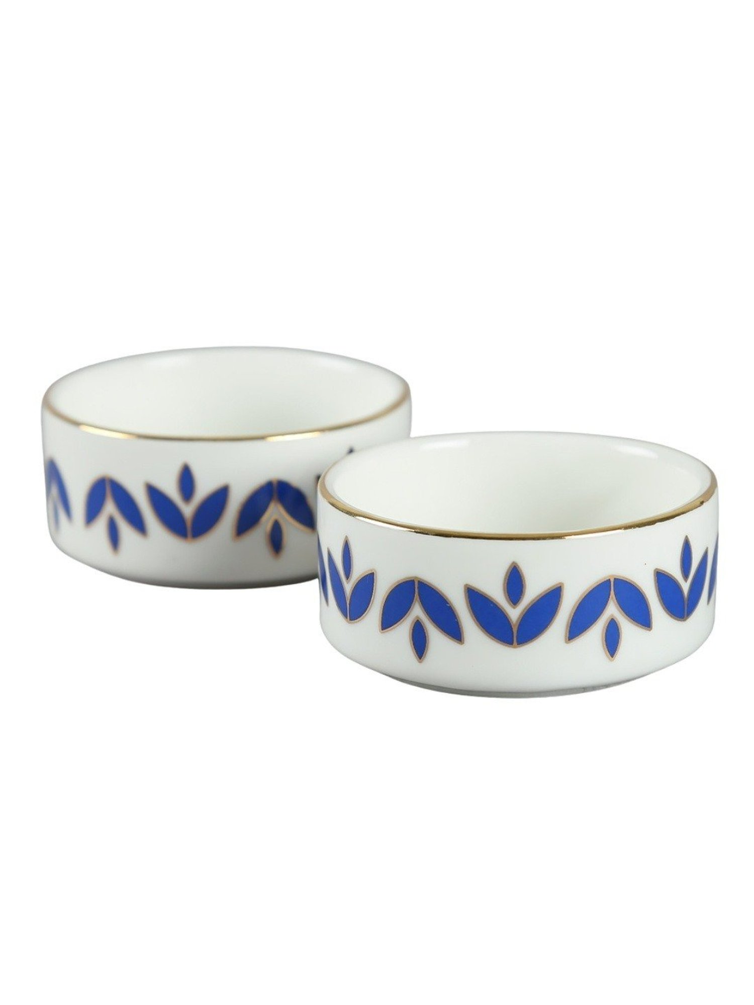 India Circus Floral Blue Bone China Snack Set (Set of 7)