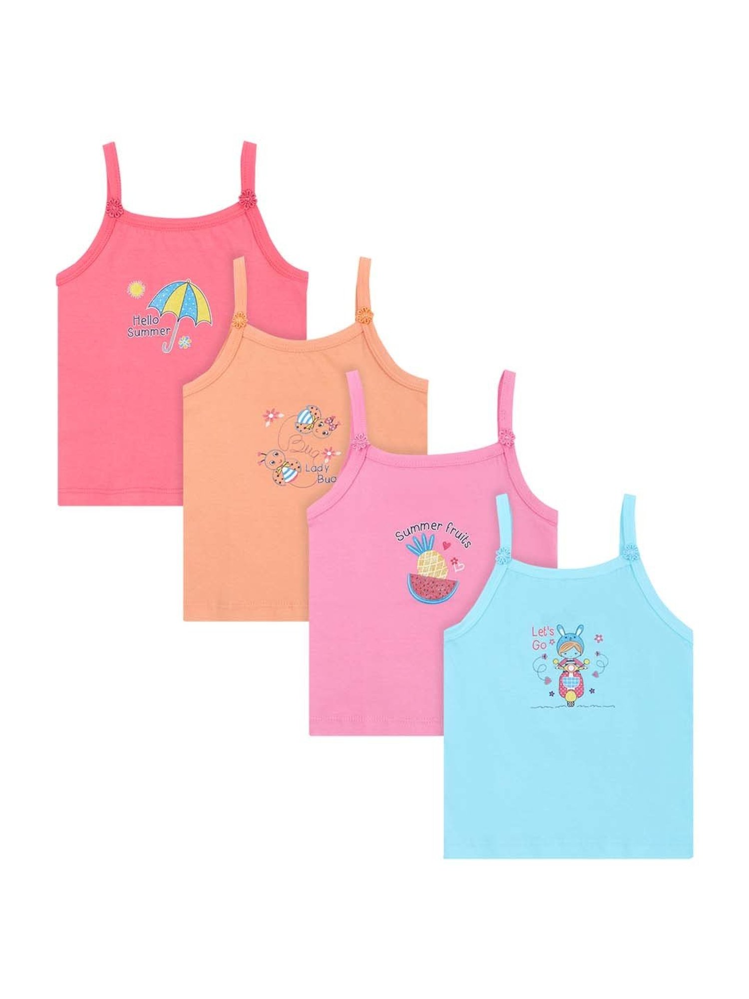 Dyca Kids Multicolor Cotton Printed Vest (Pack of 4)