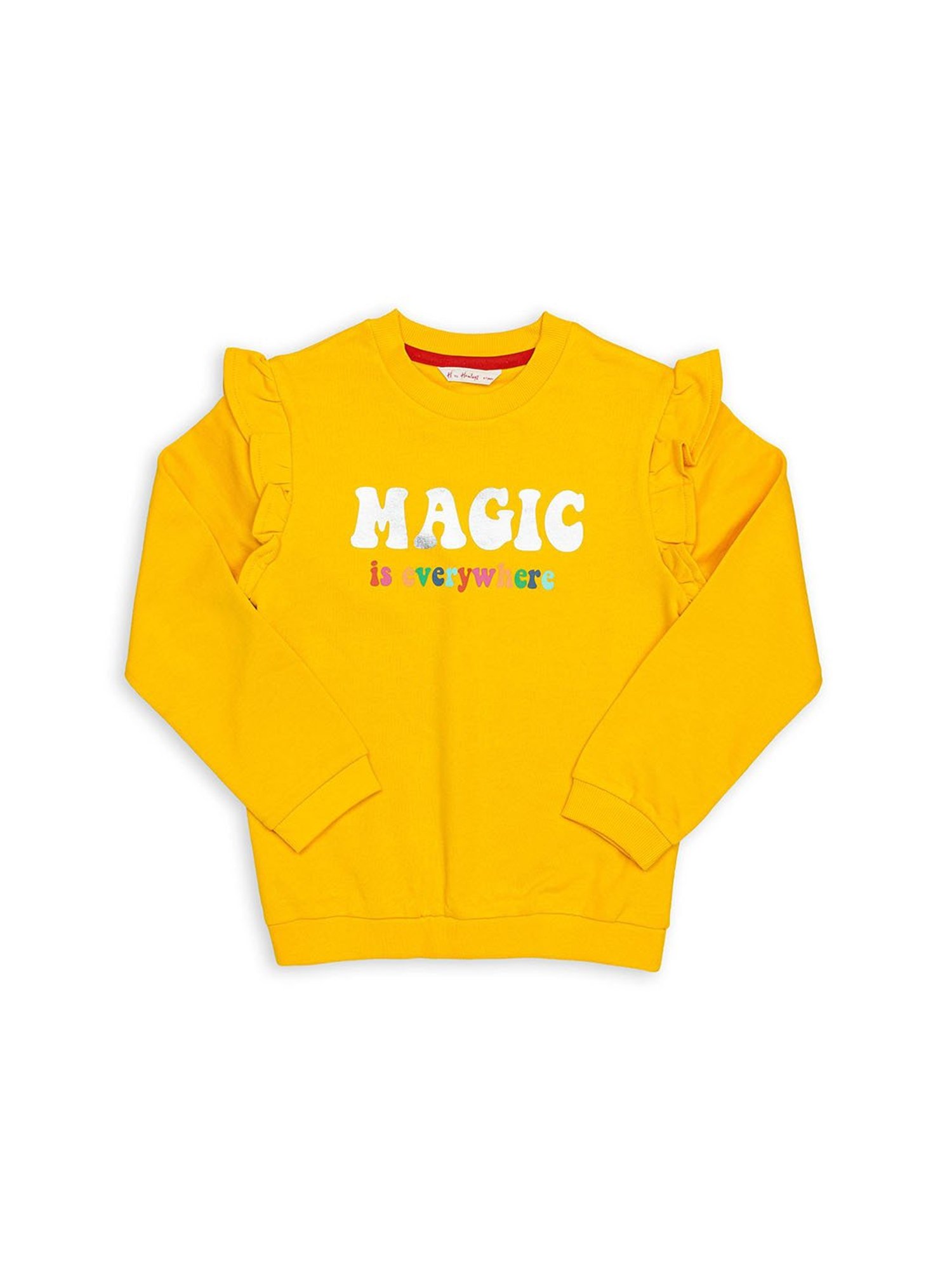 H by Hamleys Girls Yellow Printed Full Sleeves Sweatshirt