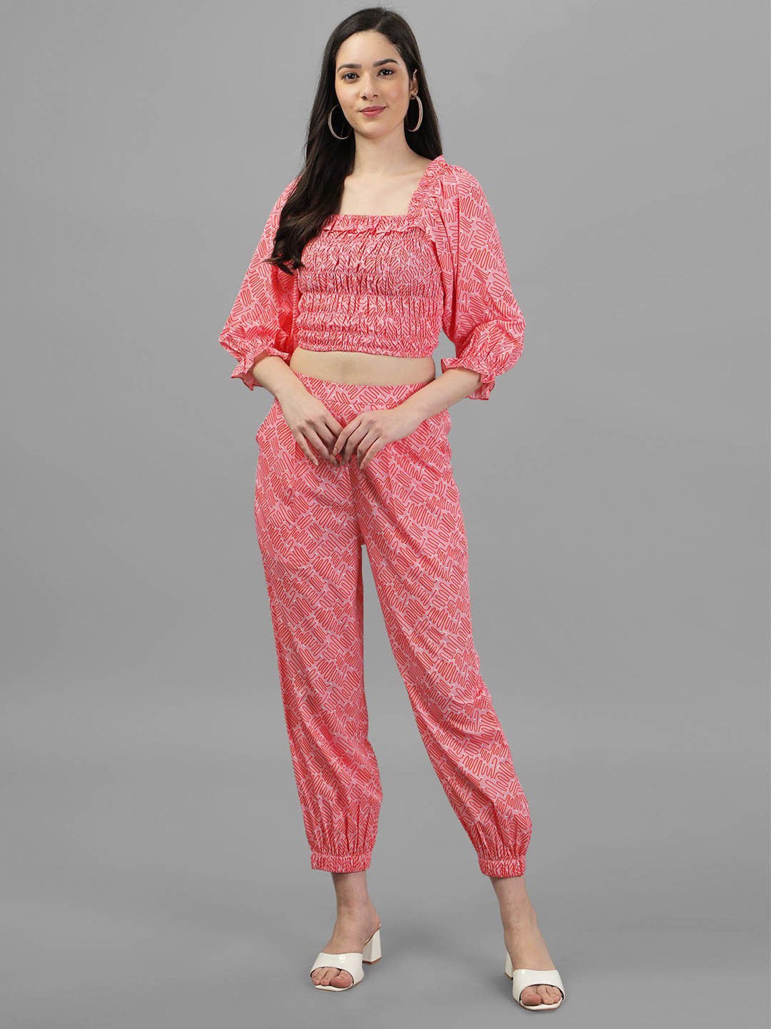 MASAKALI.CO Red Printed Top With Trousers