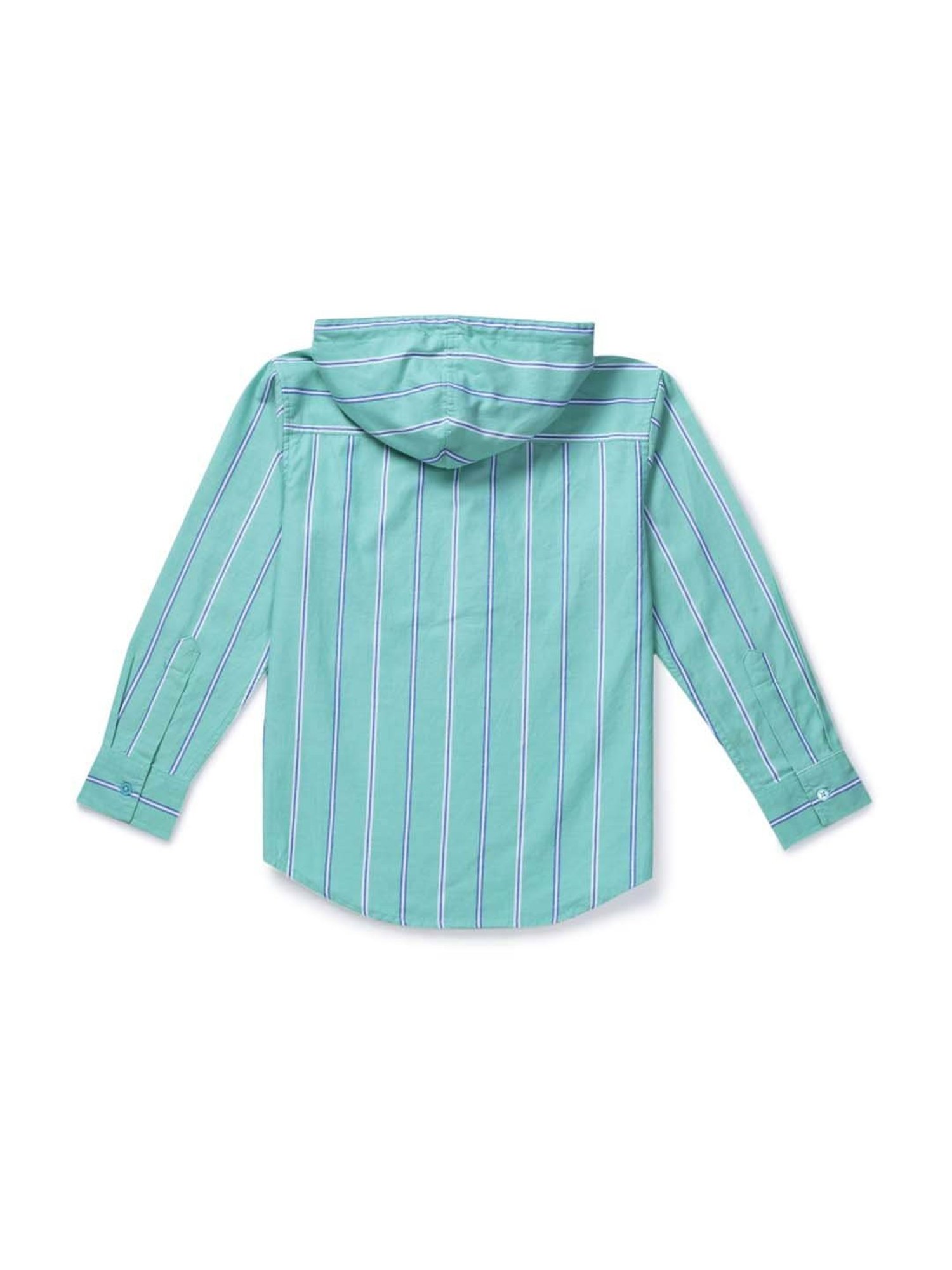 Gini & Jony Kids Aqua Blue Cotton Striped Full Sleeves Shirt