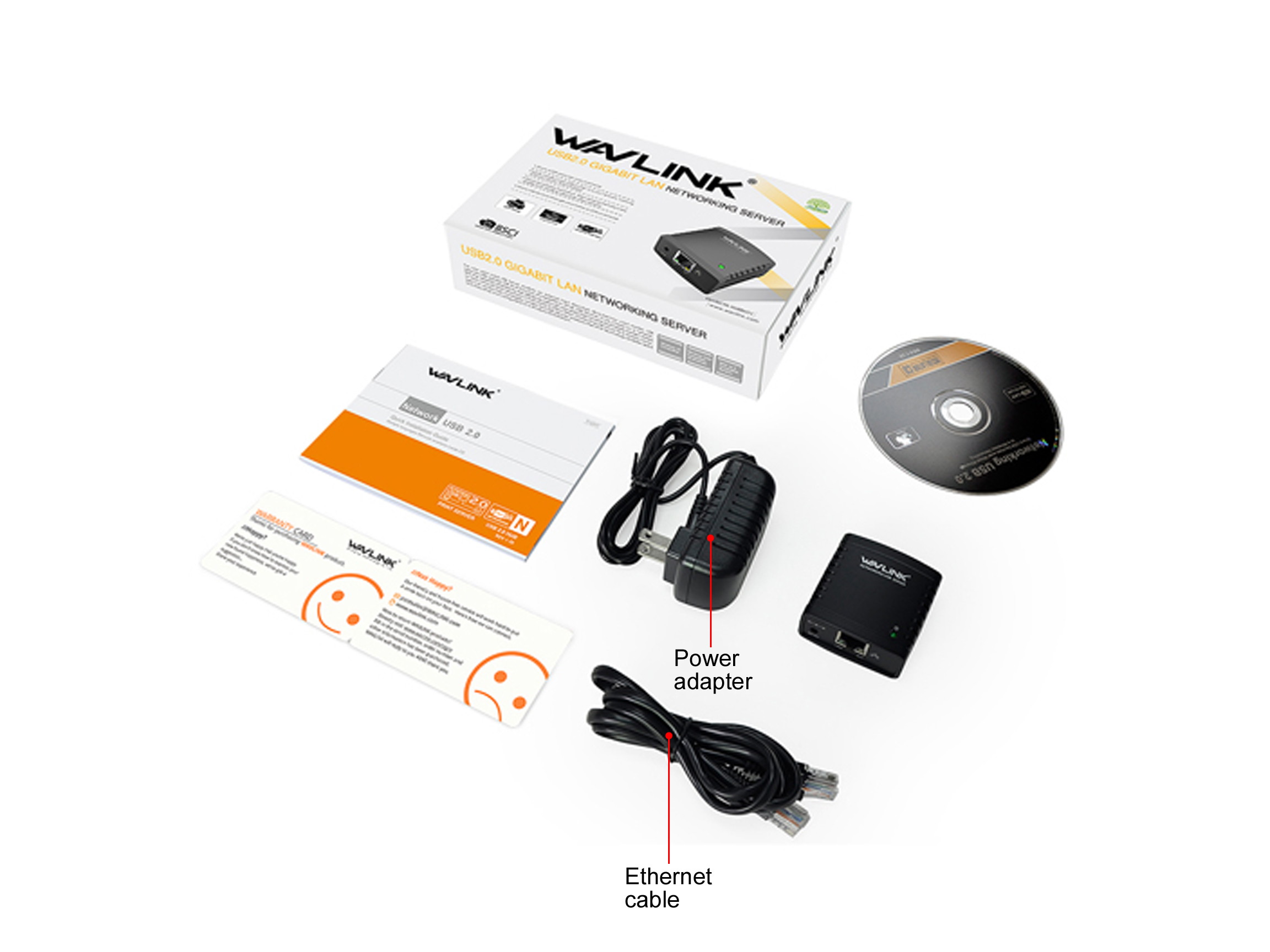 Wavlink 100Mbps Ethernet to USB 2.0 Network LPR Print Server 10/100Mbps Networking USB HUB USB 100Mbps Print Server / Network Print Server / Print Server Adapter