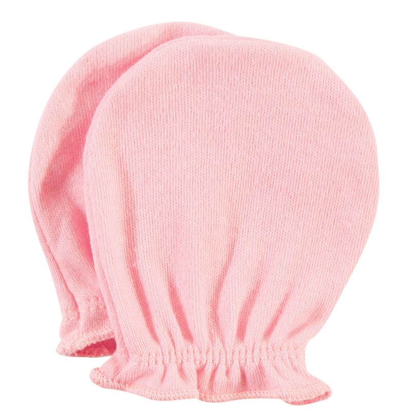 Hudson Baby Infant Girl Cotton Scratch Mittens, Rose, 0-6 Months