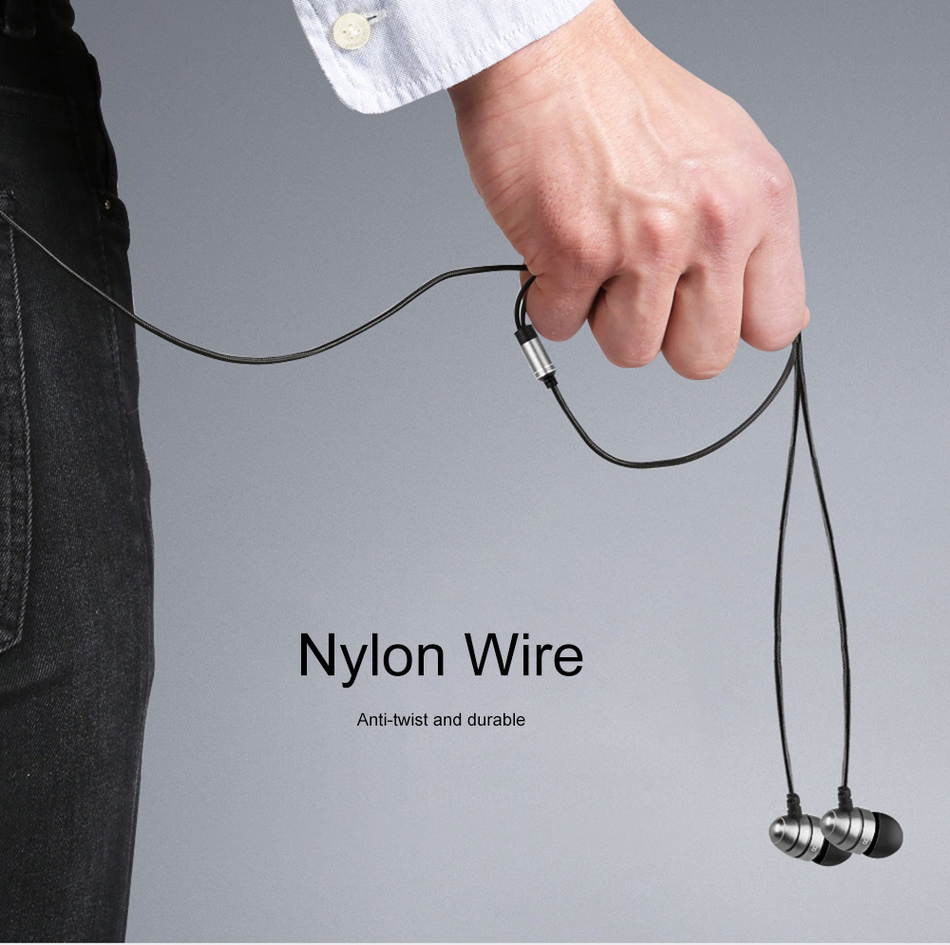 AWEI ESQ2 Fashionable Deisgn Metal 3.5MM Plug Stereo Music Deep Bass In-Ear Earphones with Microphone for Mobile Phones