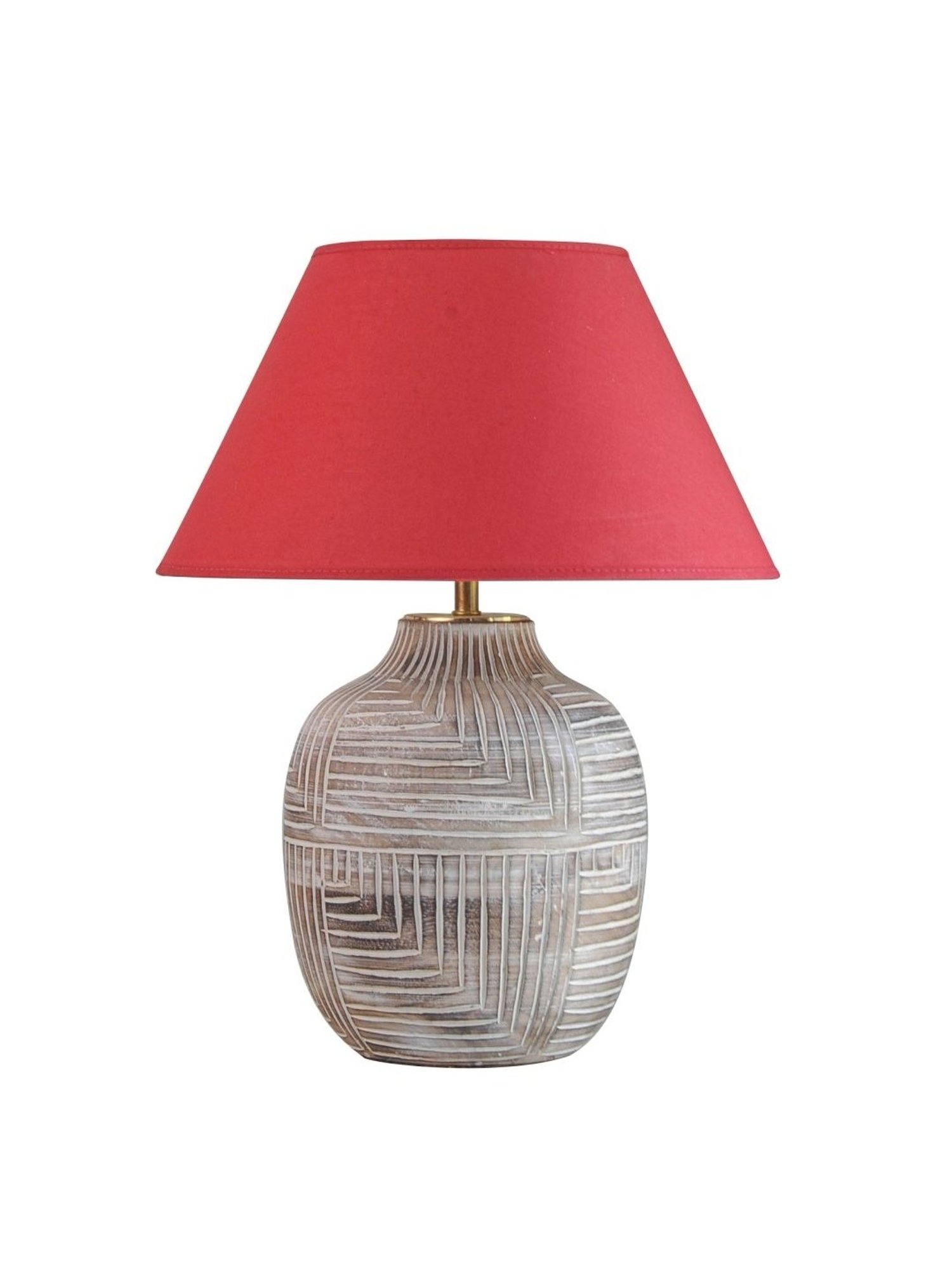 Kapoor Lamp Shades Distress White & Red Wood Cumberland Cotton Shade Table Lamp