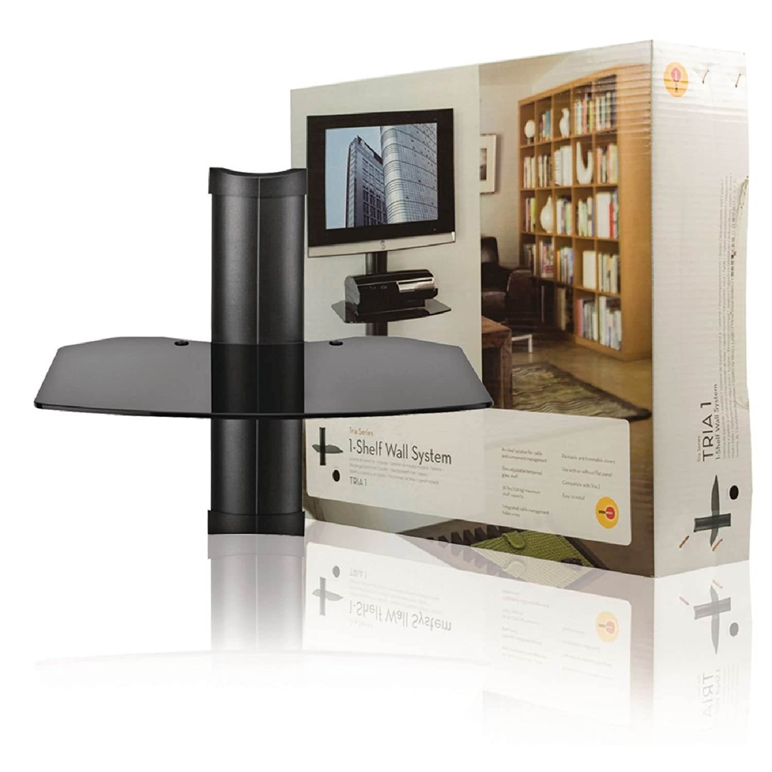 Omnimount Tria 1 B 1-Shelf Wall Furniture - Black/Dark Glass