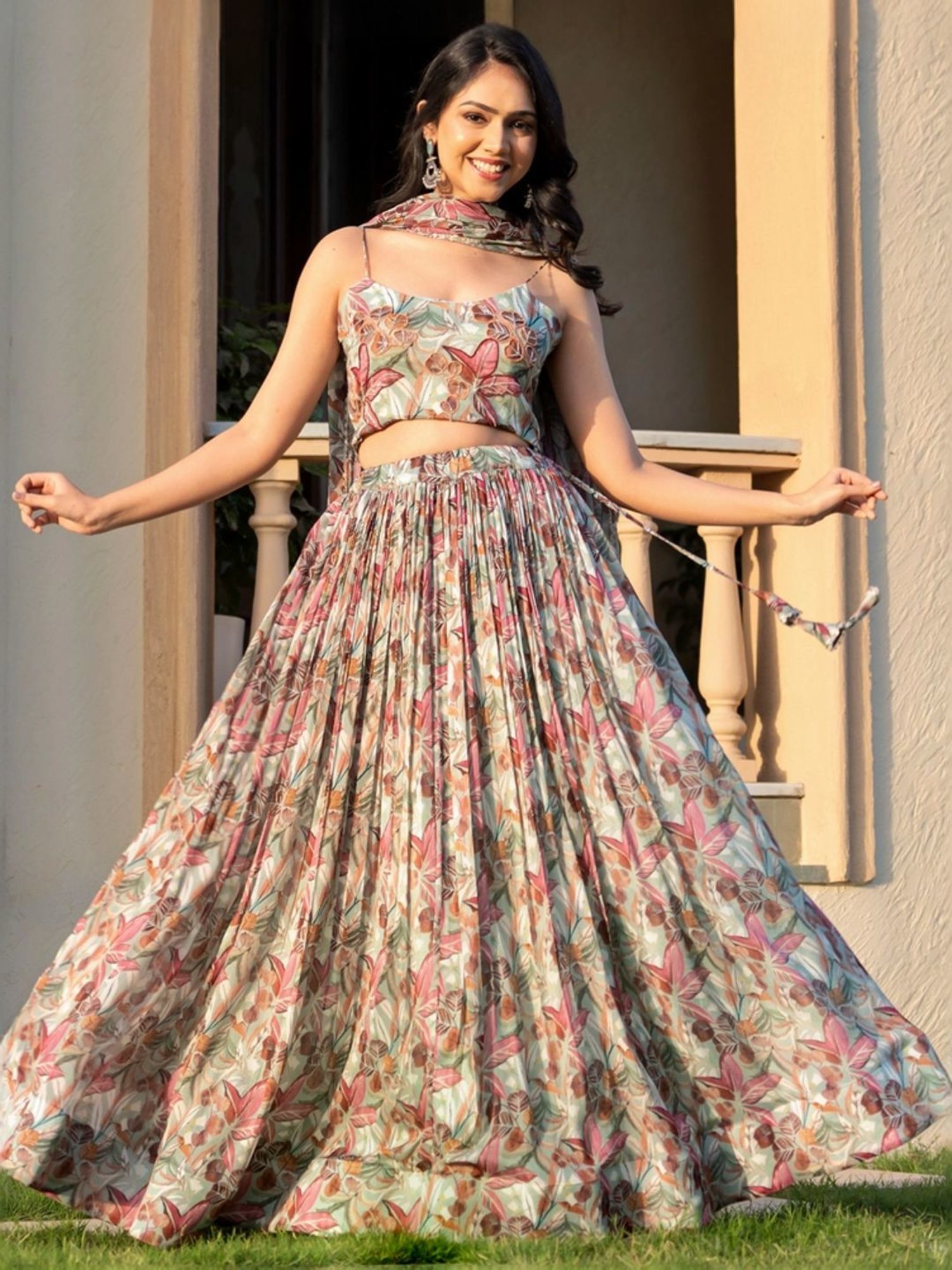 HOUSE OF JAMOTI Multicolored Printed Lehenga Choli Set With Dupatta