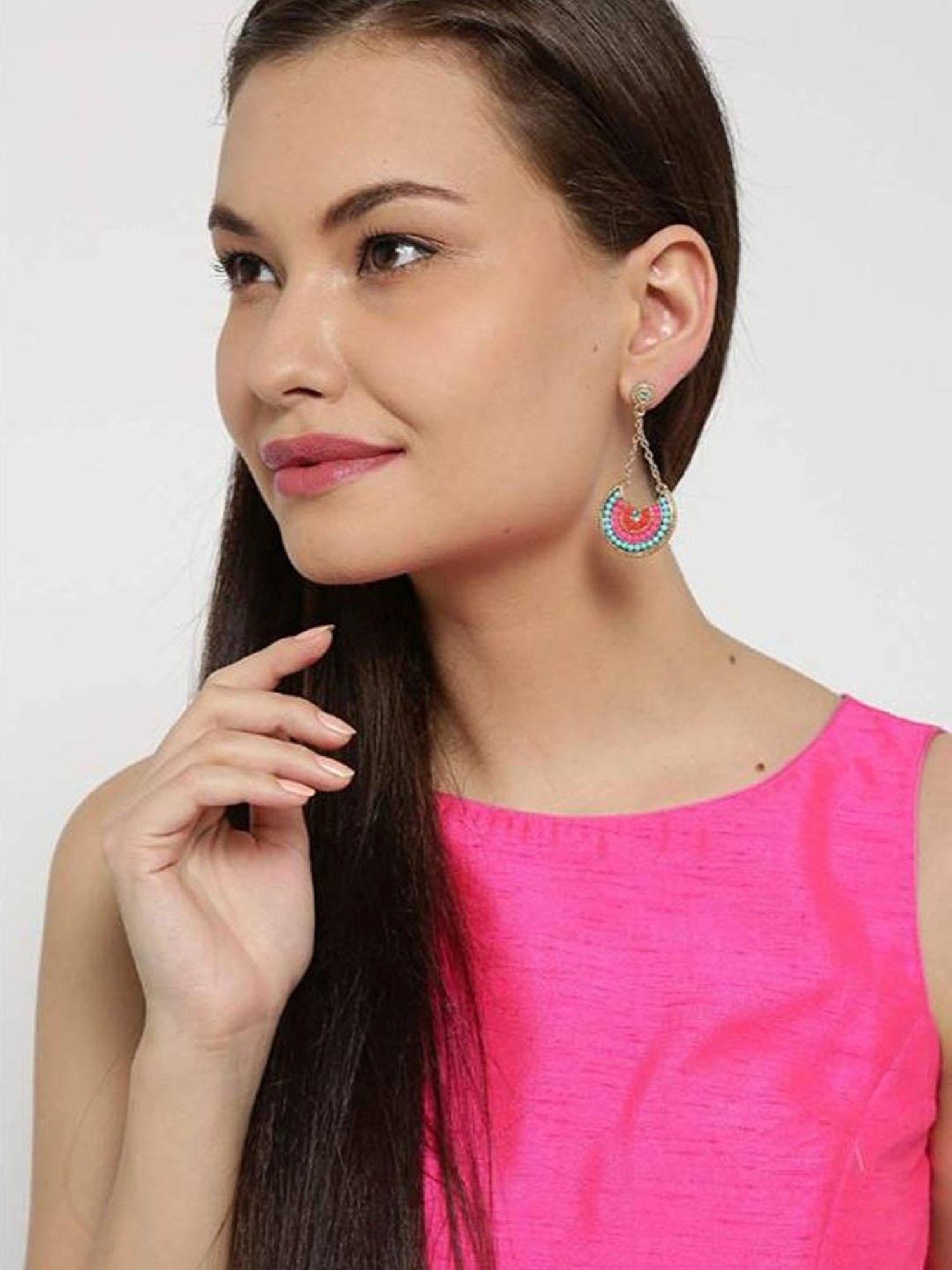 YouBella Crystal Gold-Plated Multi Stylish Dangler Earrings for Women