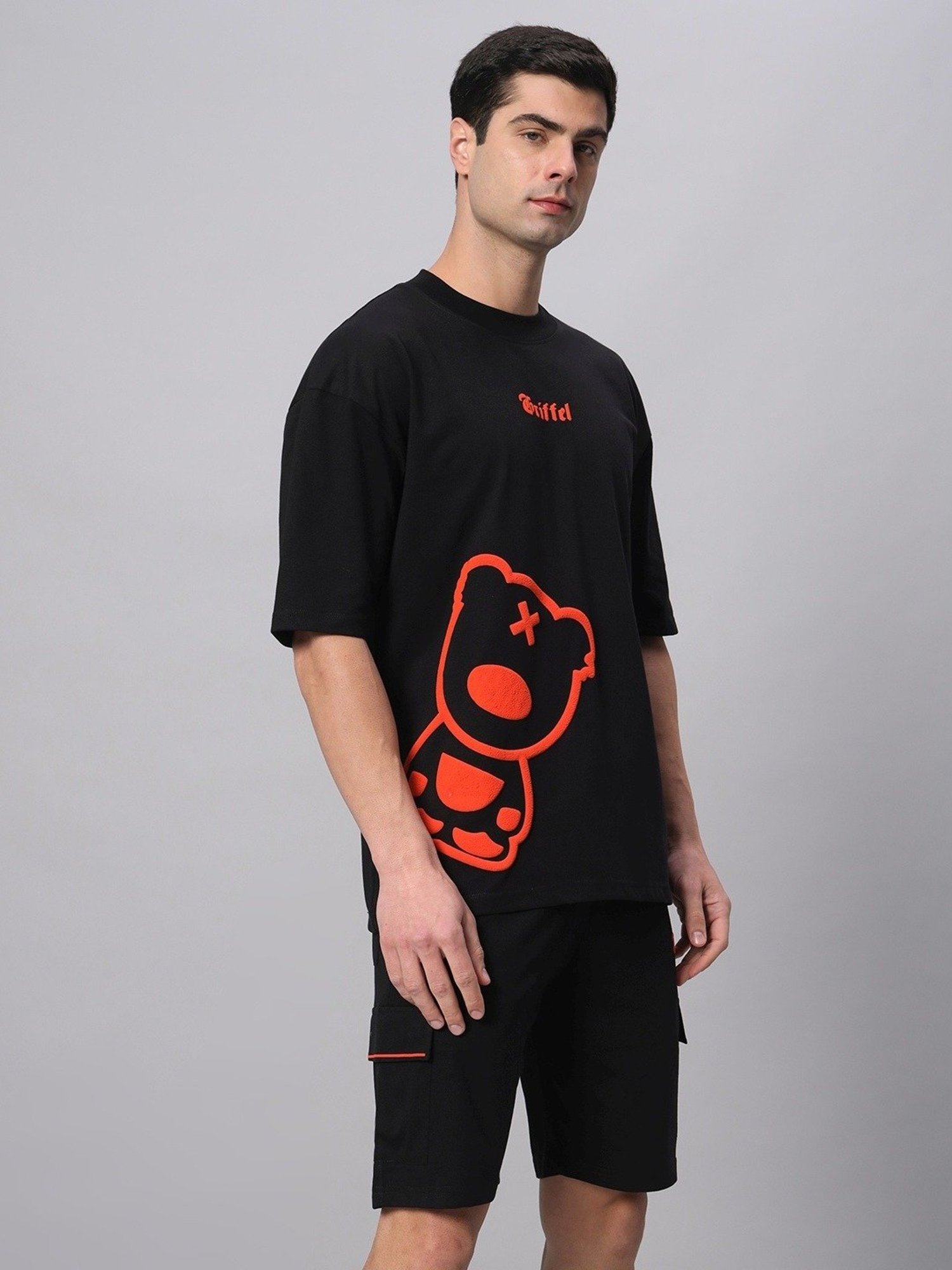 Griffel Black Cotton Loose Fit Printed Co-Ord Set