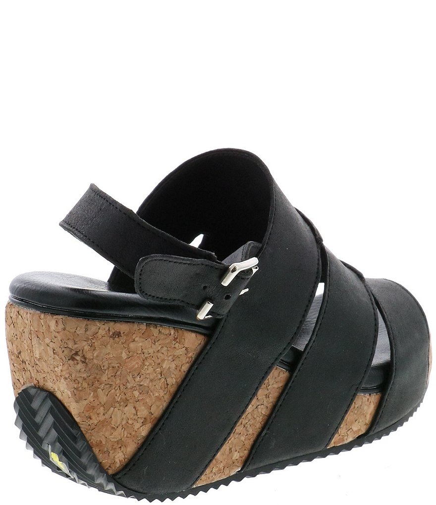 Volatile Robeline Cut Out Slingback Leather Cork Wedges