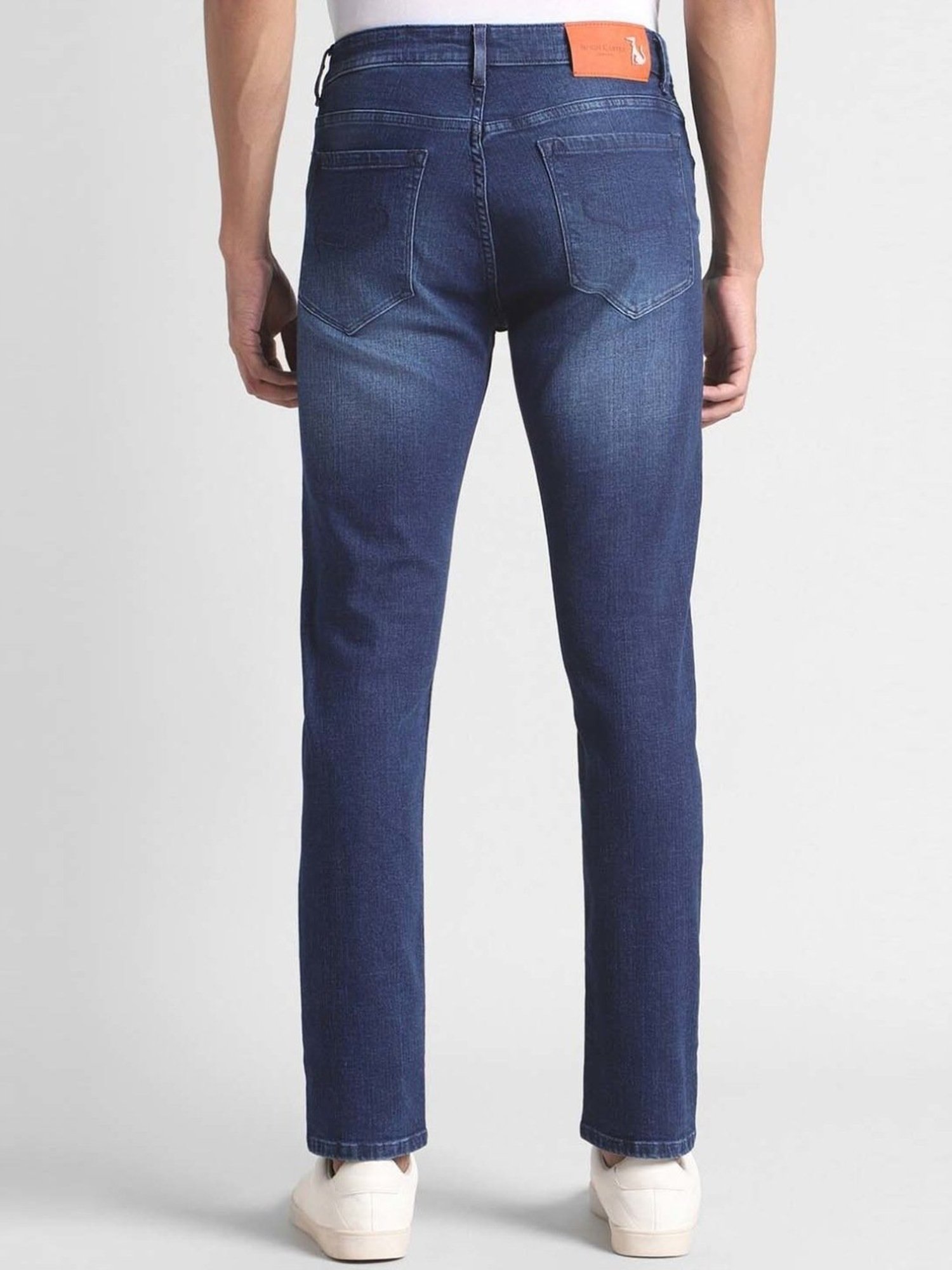 Simon Carter London Slim Fit Blue Lightly Washed Mid Rise Jeans