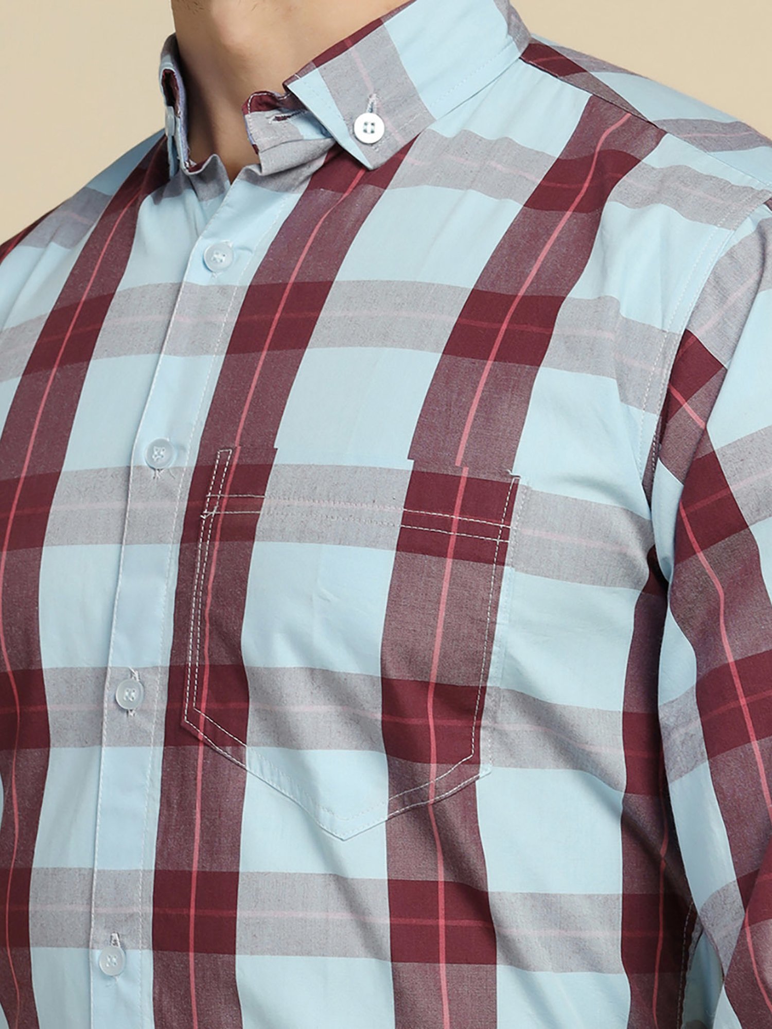 TAHVO Multicolor Regular Fit Check Shirt