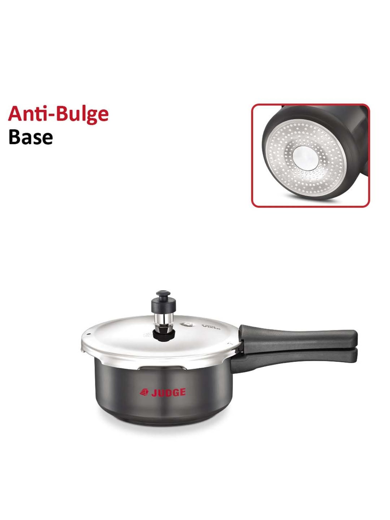JUDGE Black & Silver Hard Anodised 20 cm Gas Compatible Outer Lid Pressure Cooker (2 L) - Set of 1