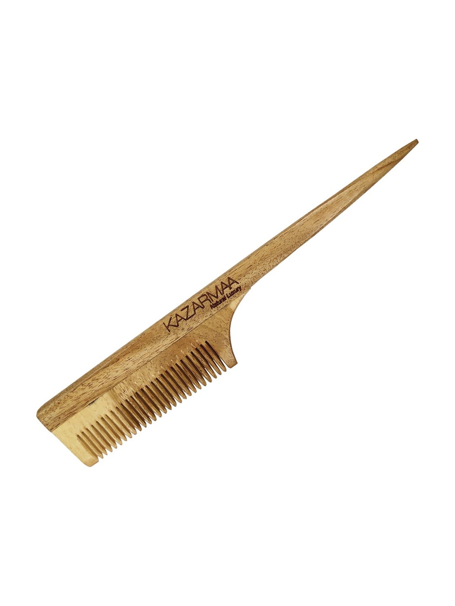 Kazarmaa Natural Neem Wood Tail Handle Comb