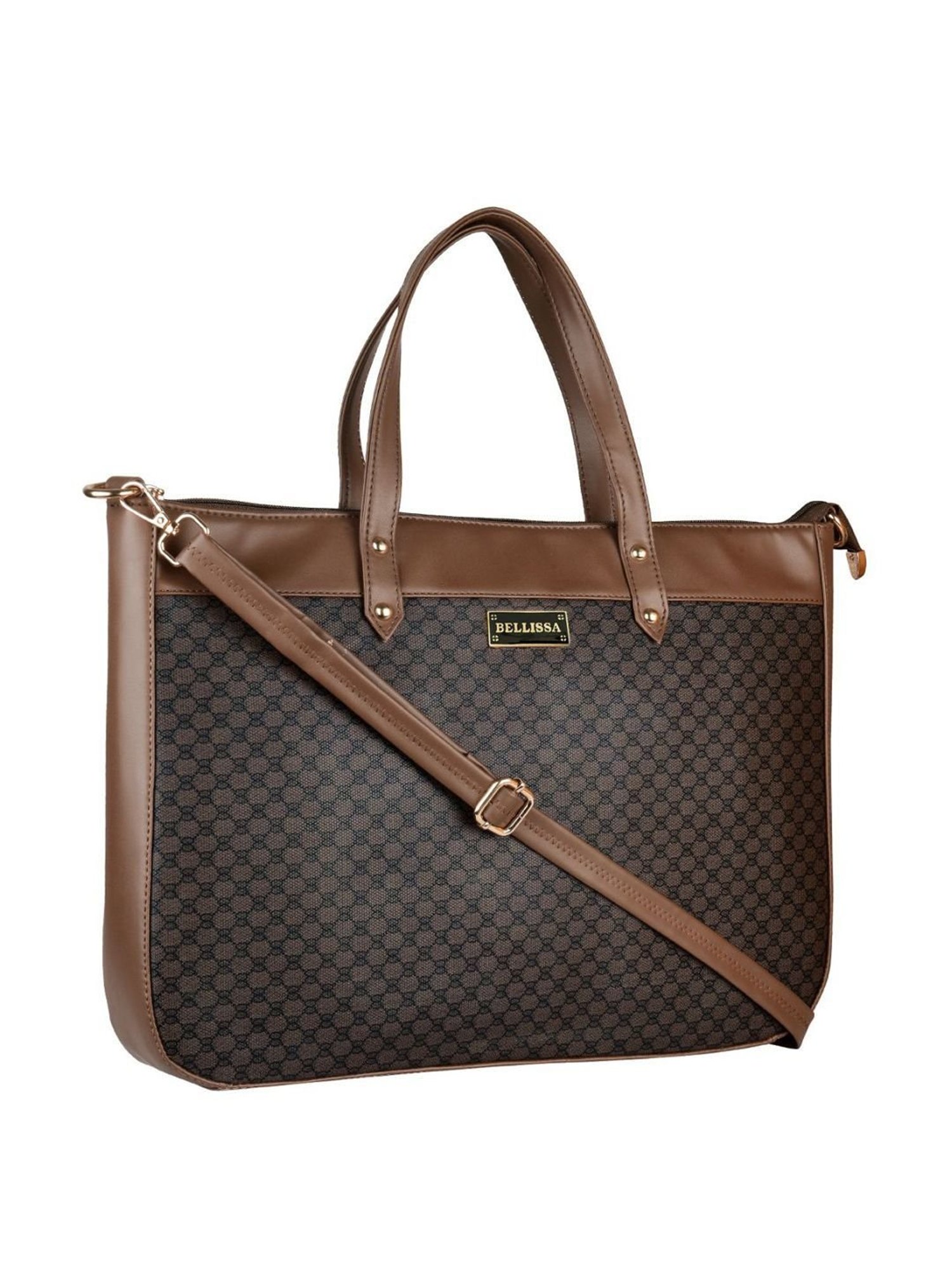 Bellissa Brown Printed Medium Professional Laptop Handbag