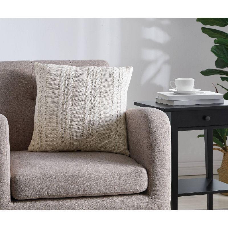 18"x18" Square Dublin Throw Pillow Ivory - VCNY