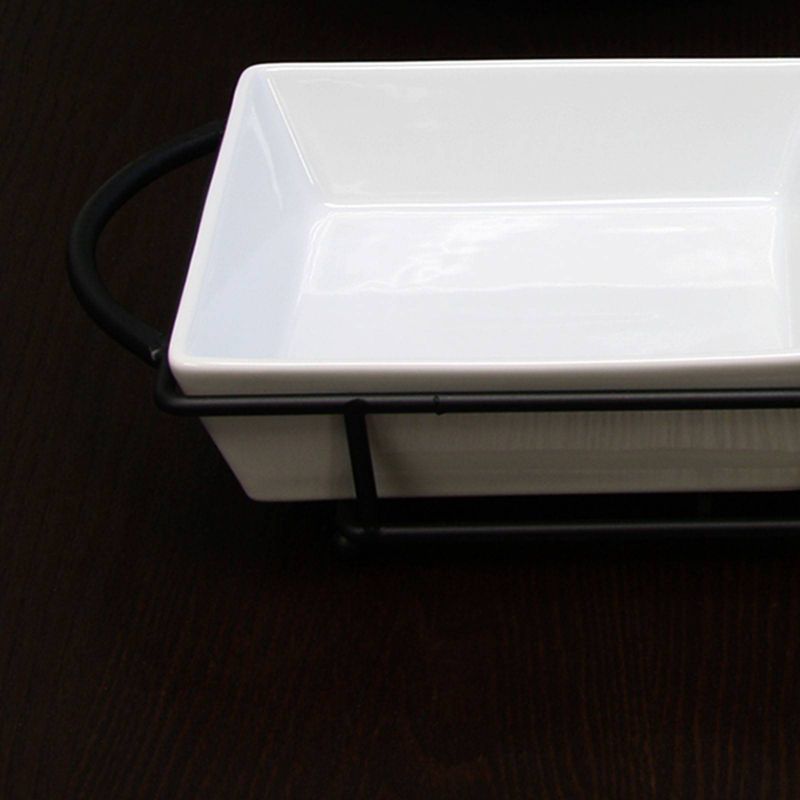 Gibson Home 5pc Porcelain Gracious Serving Set with Metal rack White