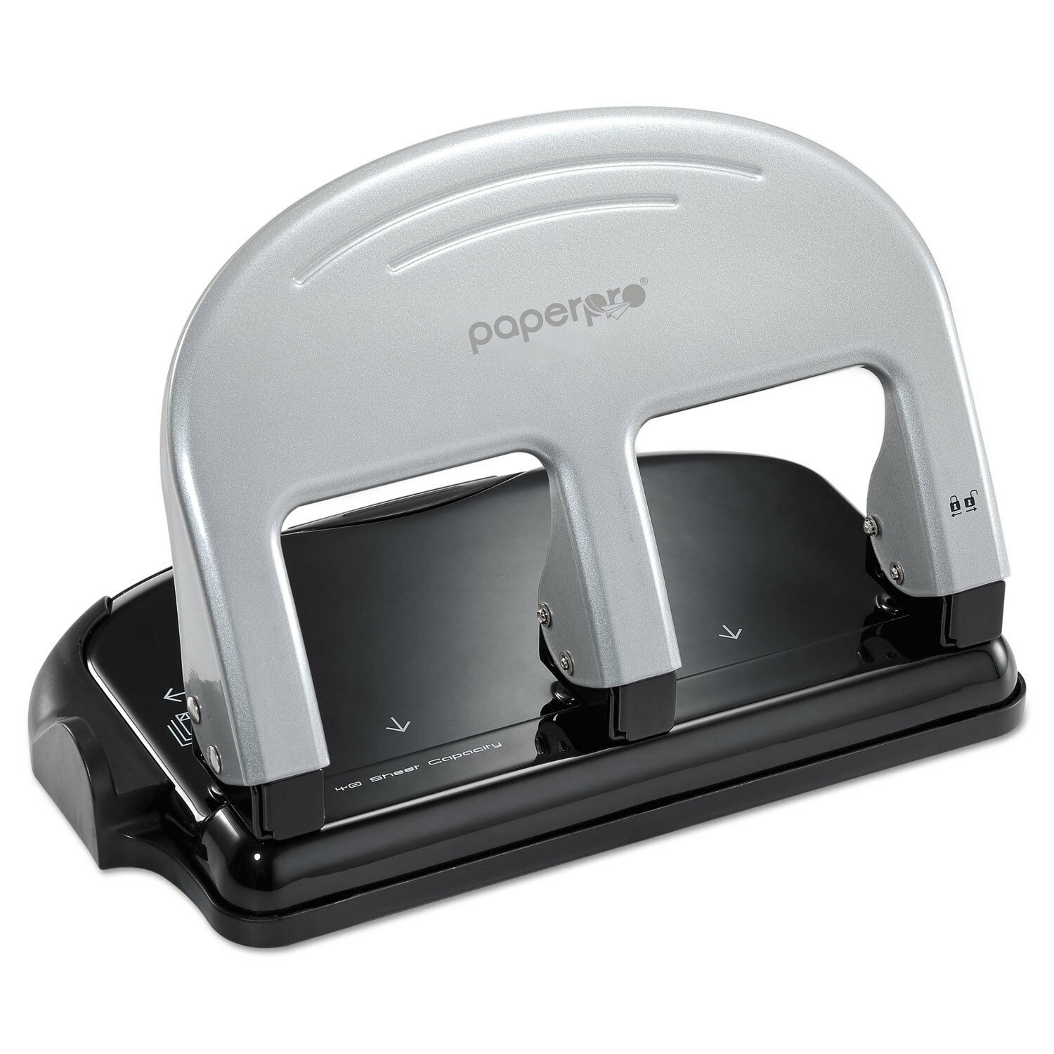 Paperpro-Bostitch inPRESS Three-Hole Punch 40-Sheet Capacity Black/Silver 2240