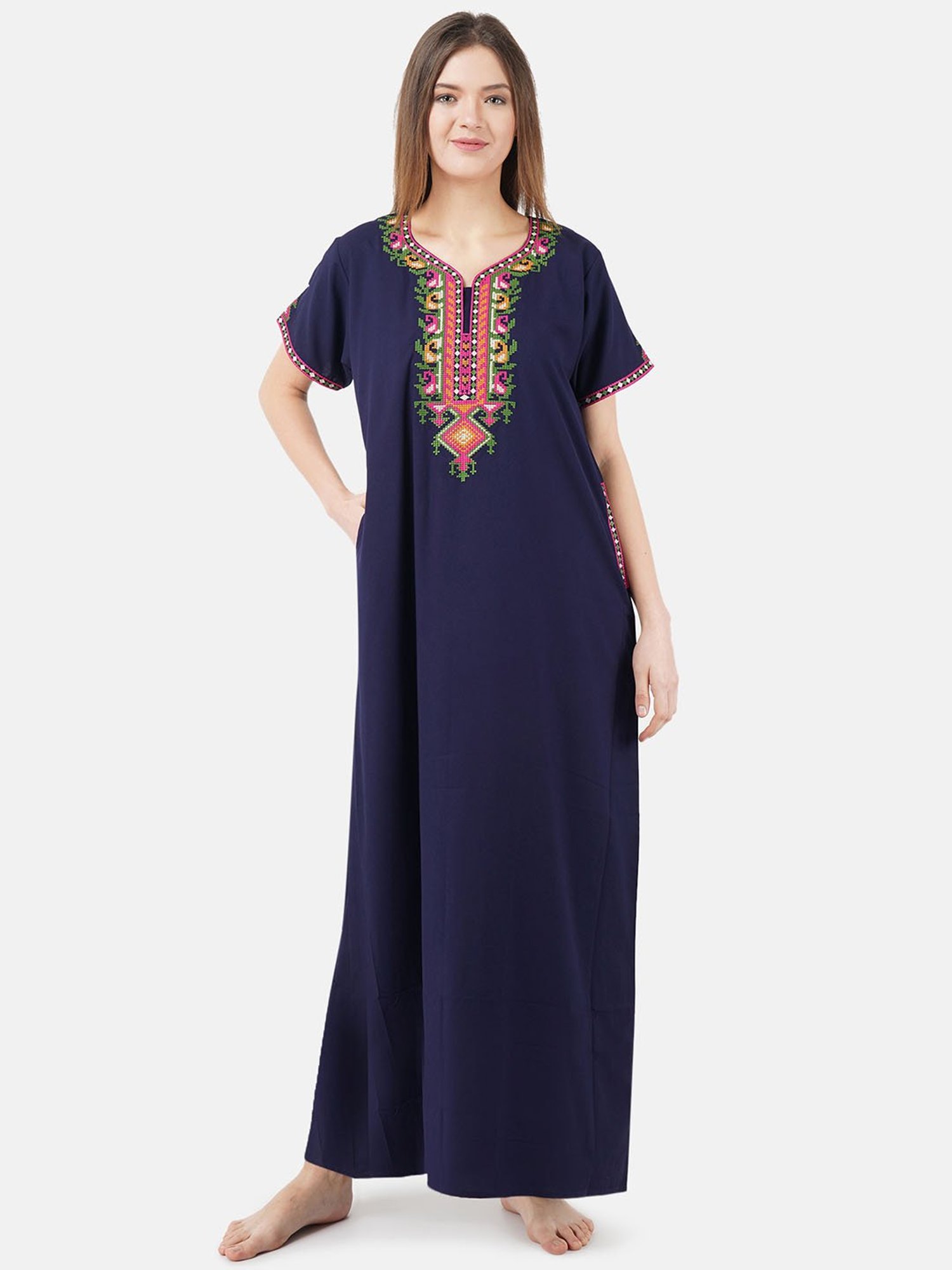 KOI SLEEPWEAR Navy Embroidered Nighty