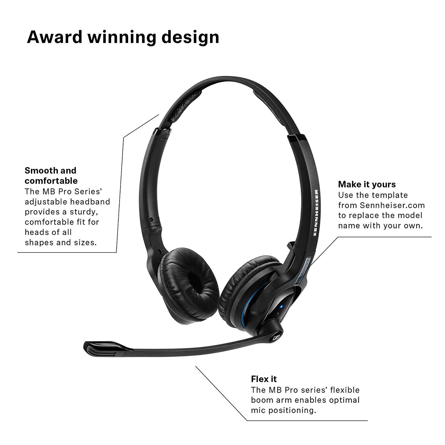 Sennheiser MB Pro 2 UC ML (506046) - Dual-Sided, Dual-Connectivity, Wireless Bluetooth Headset | For Desk/Mobile Phone & Softphone/PC Connection| w/ HD Sound & Major UC Platform Compatibility (Black)
