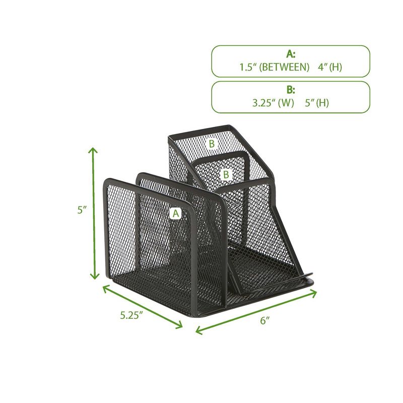 MIND READER Desk Organizer [5-Compartment, 2-Piece Same Set](BLACK)