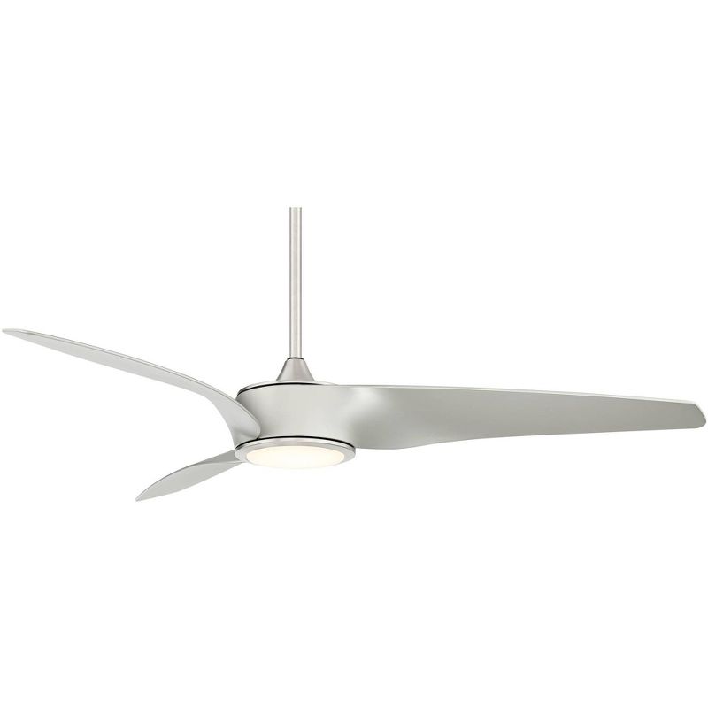 56" Casa Vieja Farmhouse 3 Blade Ceiling Fan with Light LED Remote Dimmable Brushed Nickel House Bedroom Living Room Home Kitchen