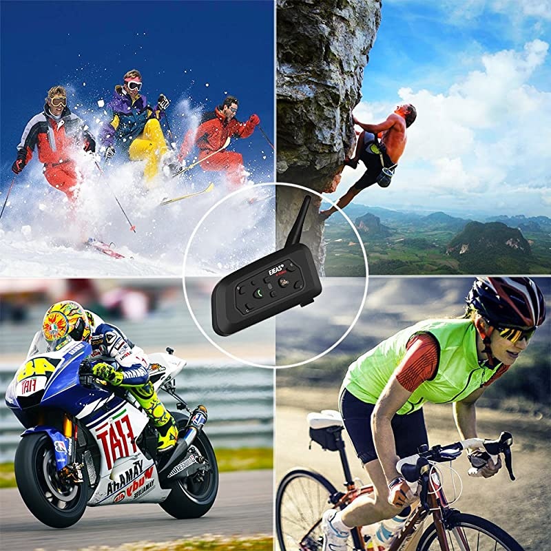 Motorcycle V6 Bluetooth Intercom 1200M Full Duplex Motorbike Snowmobile Helmet Skiing Communication Interphone Headset Waterproof 6 RidersSingle