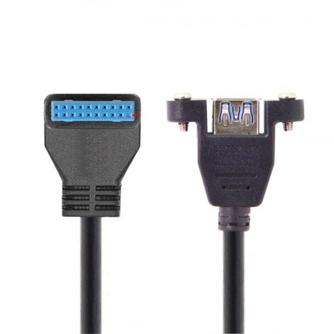 FVH USB 3.0 Single Port A Female Screw Mount Type to Up Angled Motherboard 20pin Header Cable 90 Degree U3-384-UP