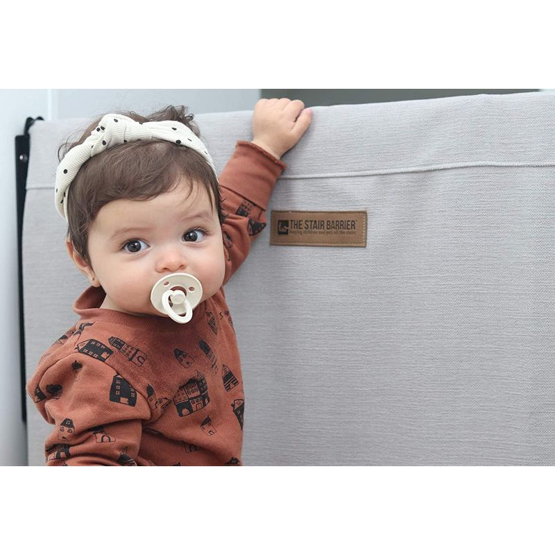 The Stair Barrier Regular Wall to Wall Single Panel Swing Gate with Fabric Slipcover Baby and Pet Safety Gate, 27 to 42.5 Inch, Farmhouse Lines Black