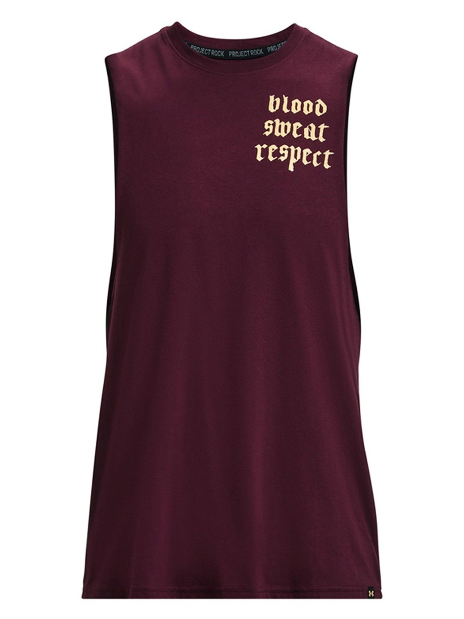 Under Armour Maroon Cotton Loose Fit Printed Tank Tee