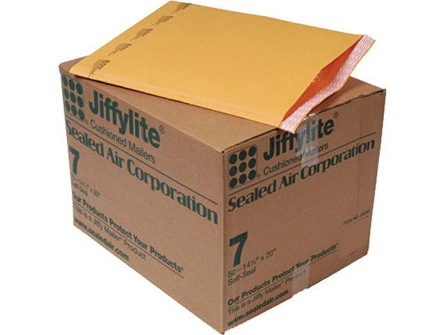 Sealed Air 39098 Jiffylite Self-Seal Mailer, Side Seam, #7, 14 1/4 x 20, Golden Brown, 50/Carton