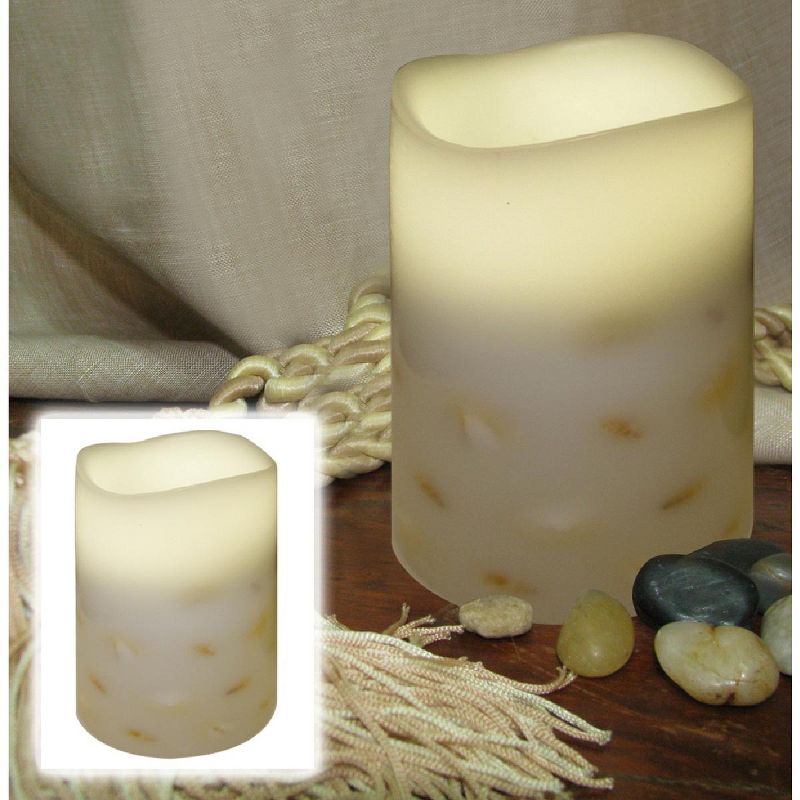 Brite Star 5.5" Prelit LED Embedded Seashells Flameless Flickering Wax Pillar Candle - Ivory