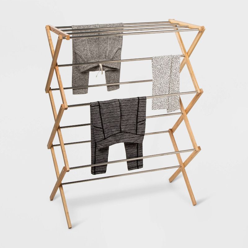 Sunbeam Bamboo and Stainless Steel  Foldable Drying Rack