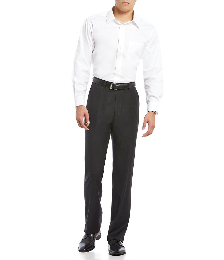 Santorelli Luxury Modern-Fit Flat Front Wool Dress Pants