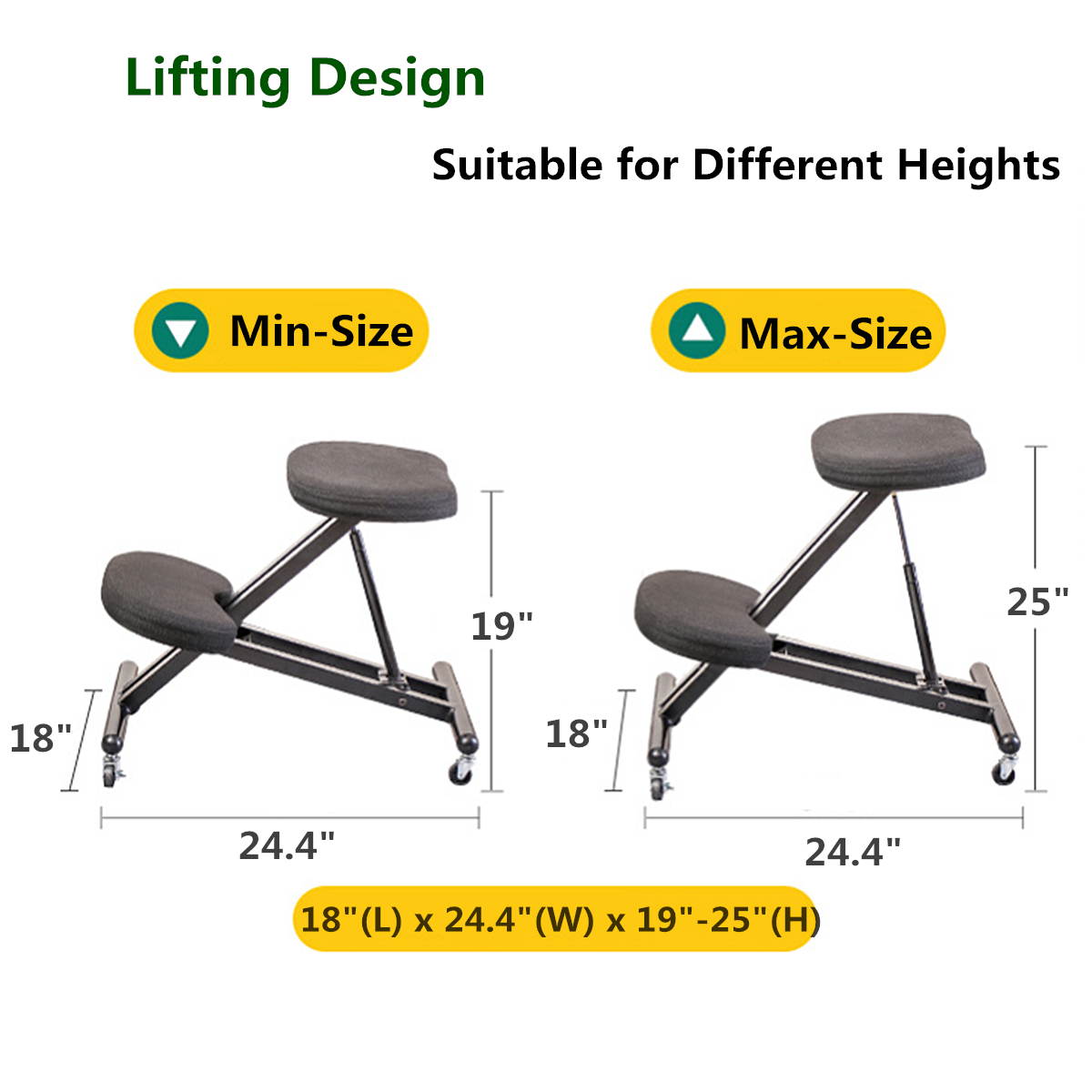 Ergonomic Kneeling Chair Adjustable Stool Beautify Hips Backbone Comfortable